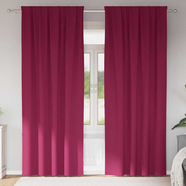 vidaXL Verdunkelungs-Vorh&auml;nge mit Ringen 2 pcs Weinrot 260 x 140 cm
