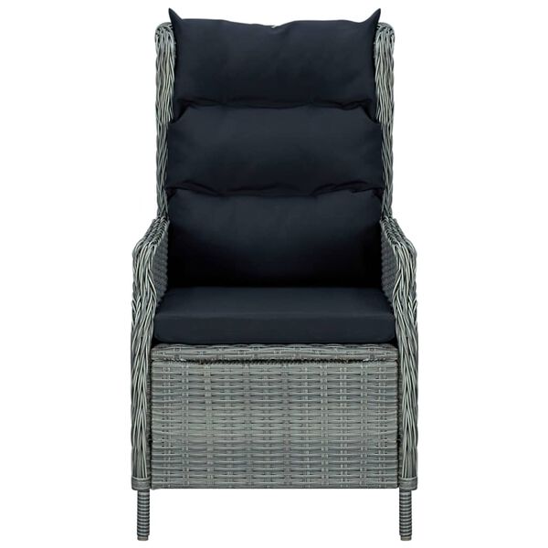 vidaXL Verstellbarer Gartensessel mit Auflagen Poly Rattan Hellgrau