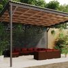 vidaXL 12-tlg. Garten-Lounge-Set mit Kissen Poly Rattan Braun