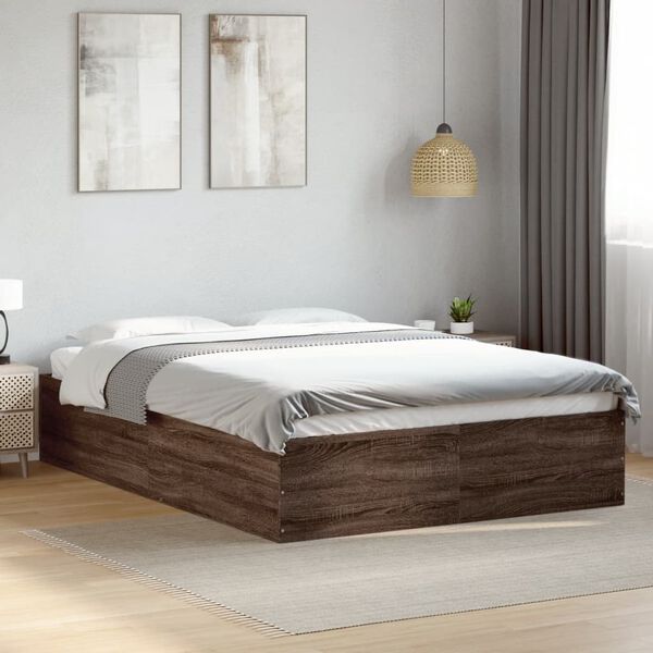 vidaXL Bettgestell Braun Eichen-Optik 140x200 cm Holzwerkstoff