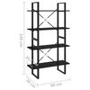 vidaXL B&uuml;cherregal 4 B&ouml;den Schwarz 80x30x140 cm Massivholz Kiefer