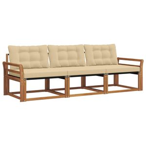 vidaXL Outdoor-Sofagarnitur 3 stk. 3-Sitzer Natur und Beige