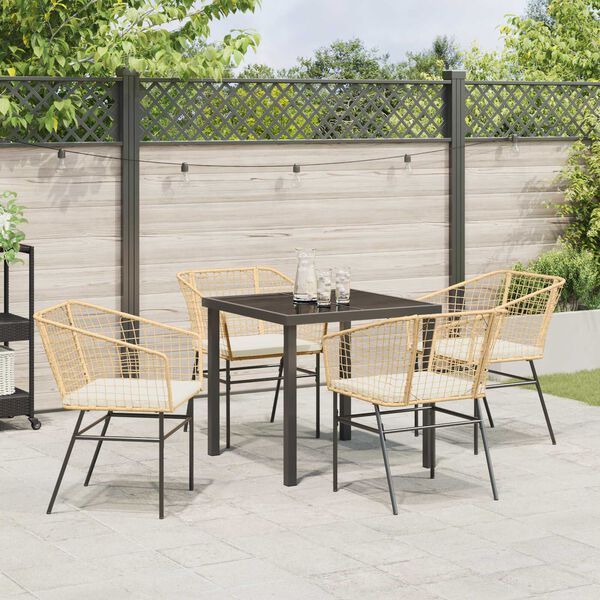 vidaXL Garten Essgruppe 5 pcs Braun Poly-Rattan