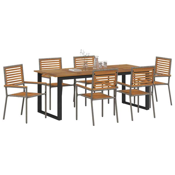 vidaXL Garten Essgruppe 7 pcs Grau Massivholz Akazie