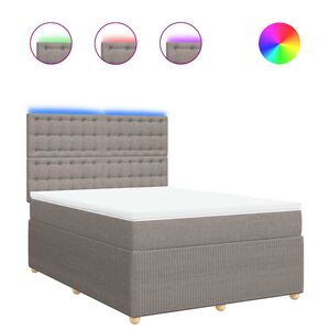 vidaXL Boxspringbett mit Matratze Taupe 140x200 cm Stoff