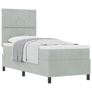 vidaXL Boxspringbett mit Kopfteil Hellgrau 80 x 200 cm Samt