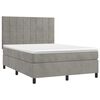 vidaXL Boxspringbett mit Matratze & LED Hellgrau 140x190 cm Samt