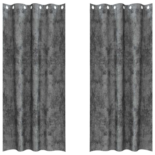 vidaXL Samtvorh&auml;nge mit Vorh&auml;ngen 2 pcs Grau 245 x 140 cm Samt