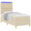 vidaXL Boxspringbett mit Matratze mit Kopfteil Creme 90 x 190 cm Stoff