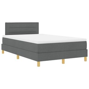 vidaXL LED Boxspringbett mit Matratze Dunkelgrau 120 x 200 cm Stoff