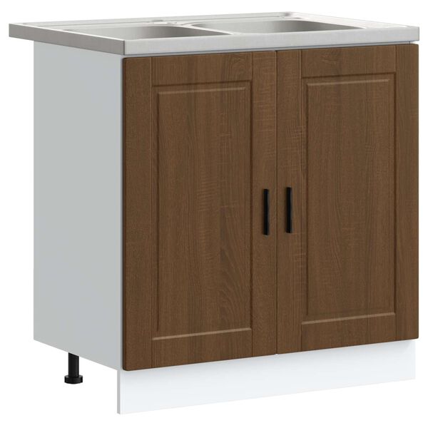 vidaXL Waschbecken-Unterschrank Porto 2 pcs Braun Holzwerkstoff