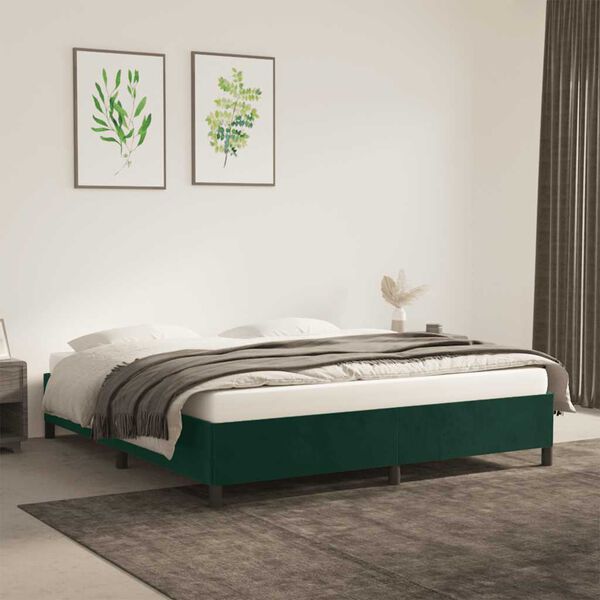 vidaXL Bettgestell ohne Matratze Dunkelgr&uuml;n 160x200 cm Samt