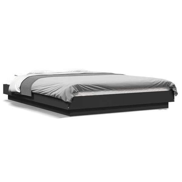 vidaXL Bettgestell mit LED Schwarz 120x200 cm Holzwerkstoff