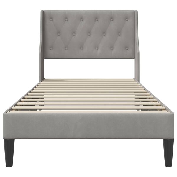 vidaXL Bettrahmen mit Kopfteil Hellgrau 80 x 200 cm Samt