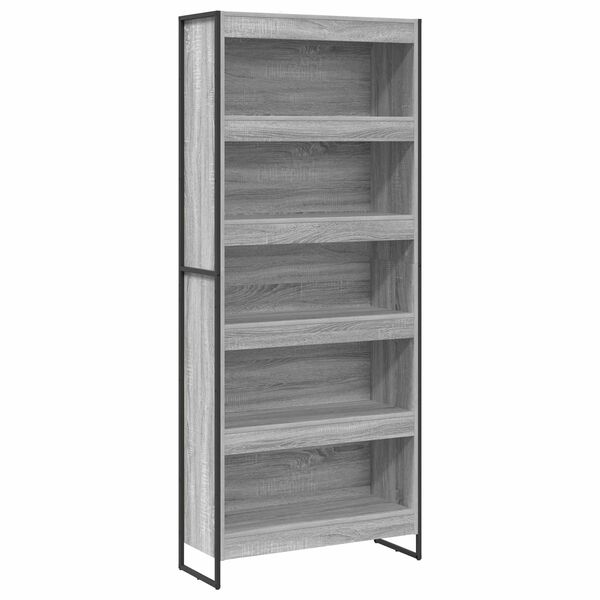 vidaXL B&uuml;cherregal 2 pcs Graues Sonoma 80 x 30 x 155 cm Holzwerkstoff