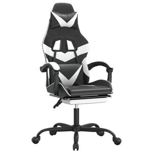 vidaXL Gaming-Stuhl mit Fu&szlig;st&uuml;tze Schwarz und Wei&szlig; Kunstleder