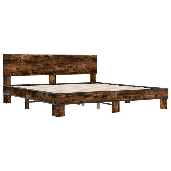 vidaXL Bettgestell R&auml;uchereiche 200x200 cm Holzwerkstoff und Metall