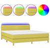 vidaXL Boxspringbett mit Matratze & LED Gr&uuml;n 180x200 cm Stoff