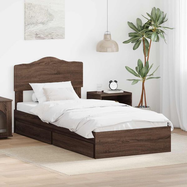 vidaXL Aufbewahrungsbett Braun Eichen-Optik 75 x 190 cm Holzwerkstoff