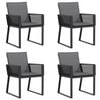 vidaXL Gartenst&uuml;hle mit Kissen 4 Stk. Schwarz Poly Rattan