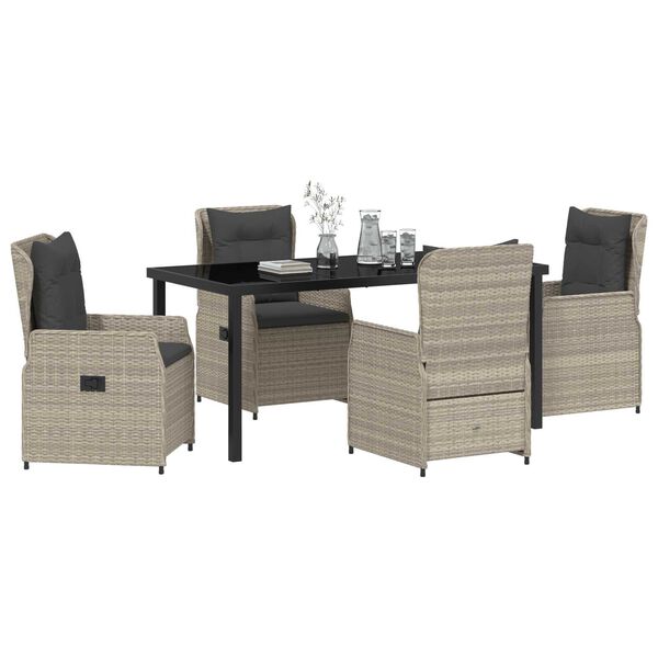vidaXL Garten Essgruppe 5 pcs Hellgrau Poly-Rattan