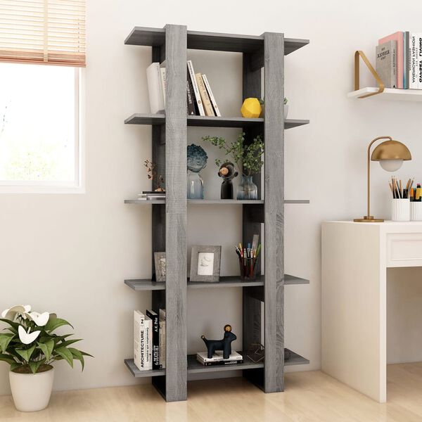 vidaXL B&uuml;cherregal/Raumteiler Grau Sonoma 80x30x160 cm Holzwerkstoff