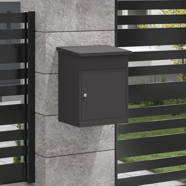 vidaXL Paketdrop-Box mit Speicher Schwarz 47,5 x 38 x 59 cm Stahl