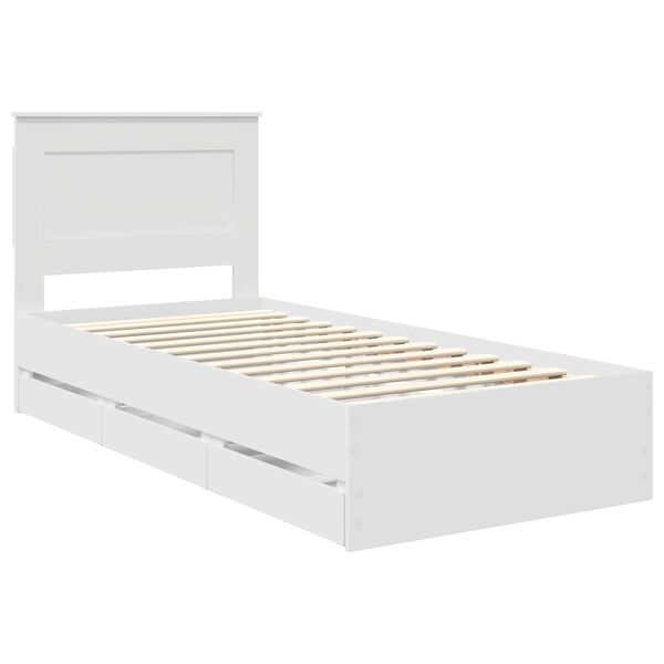 vidaXL Bettrahmen mit Schubladen Wei&szlig; 90 x 200 cm Ingenieurs Holz