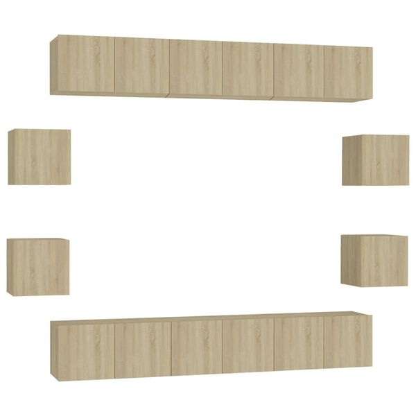 vidaXL 10-tlg. TV-Schrank-Set Sonoma-Eiche Holzwerkstoff