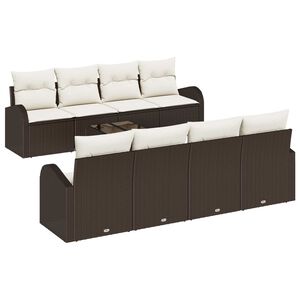 vidaXL Gartensofa-set mit Speicher 9 pcs Braun und Creme Poly-Rattan