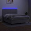 vidaXL Boxspringbett mit Matratze & LED Hellgrau 180x200 cm Stoff