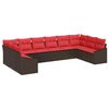 vidaXL Sofa Set 10 stk. Braun [Synthetisch]: Poly Rattan