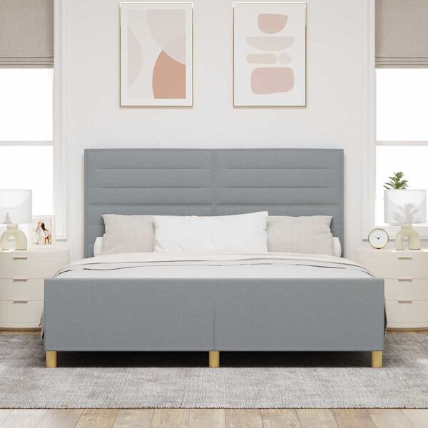 vidaXL Bettgestell mit Kopfteil Hellgrau 180 x 200 cm Stoff