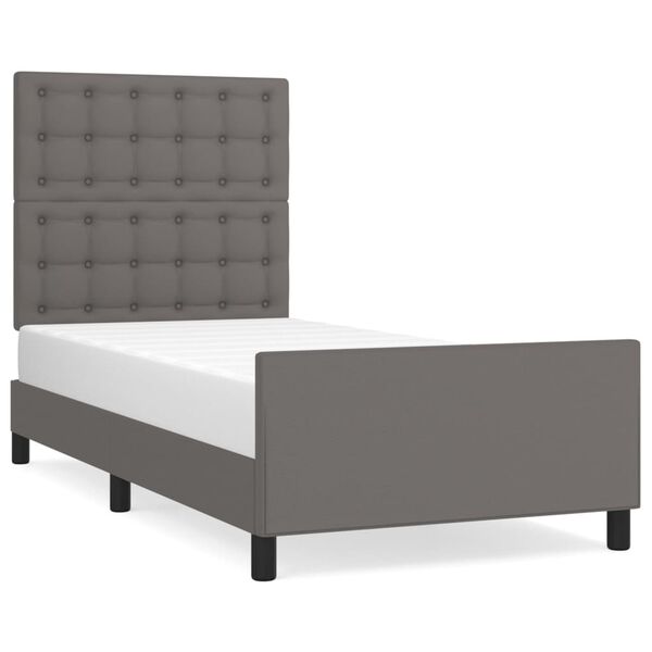 vidaXL Bettgestell mit Kopfteil Grau 90x190 cm Kunstleder