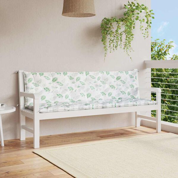 vidaXL Gartenbank-Auflagen 2 Stk. Blattmuster 200x50x7 cm Stoff
