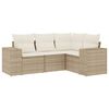 vidaXL 4-tlg. Garten-Sofagarnitur mit Kissen Beige Poly Rattan