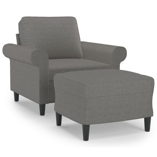 vidaXL Sessel mit Hocker Dunkelgrau 60 cm Stoff