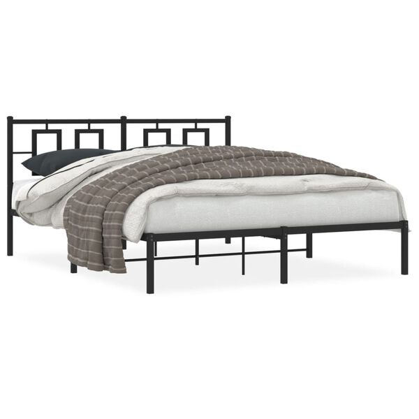 vidaXL Bettgestell mit Kopfteil Metall Schwarz 150x200 cm