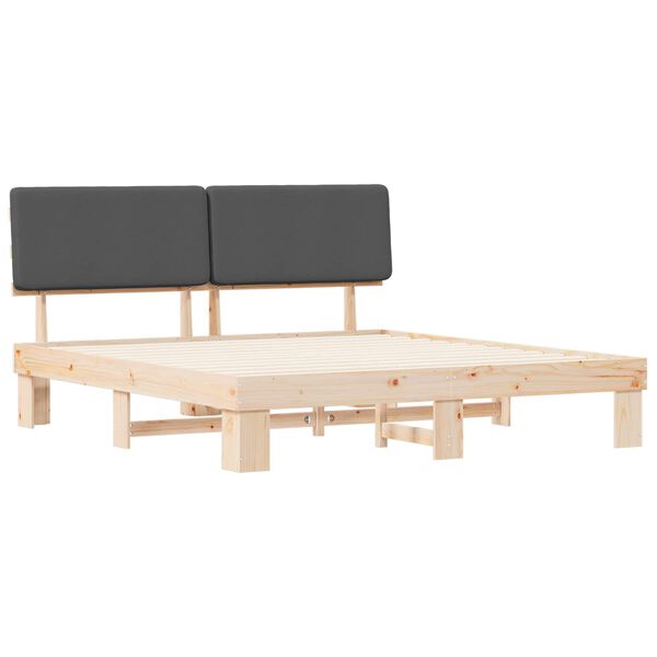 vidaXL Bettgestell mit gepolstertem Kopfteil Dunkelgrau 200 x 200 cm
