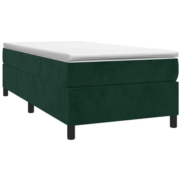 vidaXL Boxspringbett mit Matratze Dunkelgr&uuml;n 90x190 cm Samt