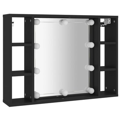 vidaXL Spiegelschrank mit LED Schwarz 76x15x55 cm