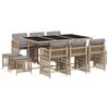 vidaXL 11-tlg. Garten-Essgruppe mit Kissen Beigemischung Poly Rattan