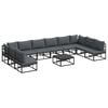vidaXL Gartensofa-set 11 stk. Schwarz Aluminium