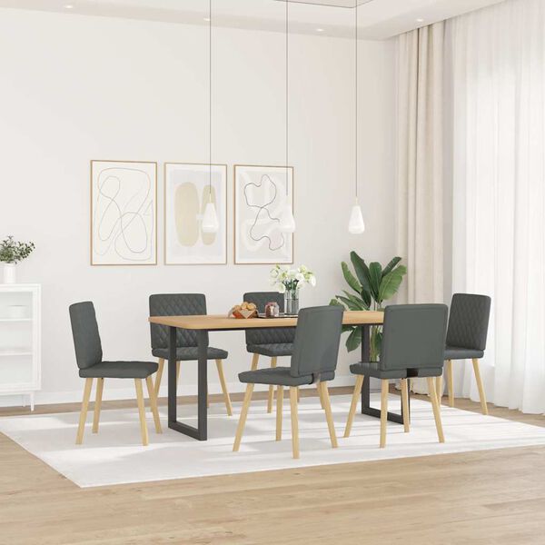 vidaXL Esszimmerst&uuml;hle 6 Stk. Dunkelgrau Stoff