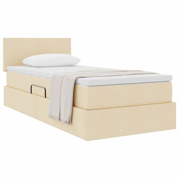vidaXL Aufbewahrungsbett mit Matratze Creme 100 x 200 cm Holzwerkstoff