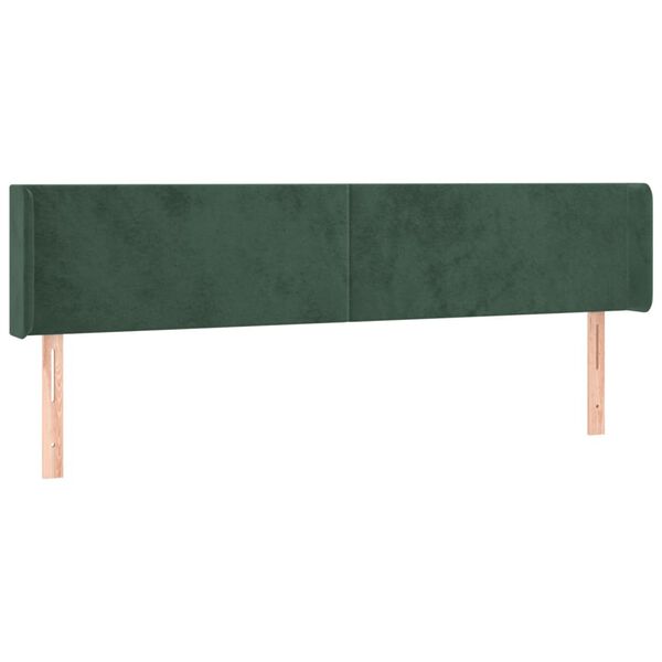 vidaXL Kopfteil mit Ohren Dunkelgr&uuml;n 183x16x78/88 cm Samt