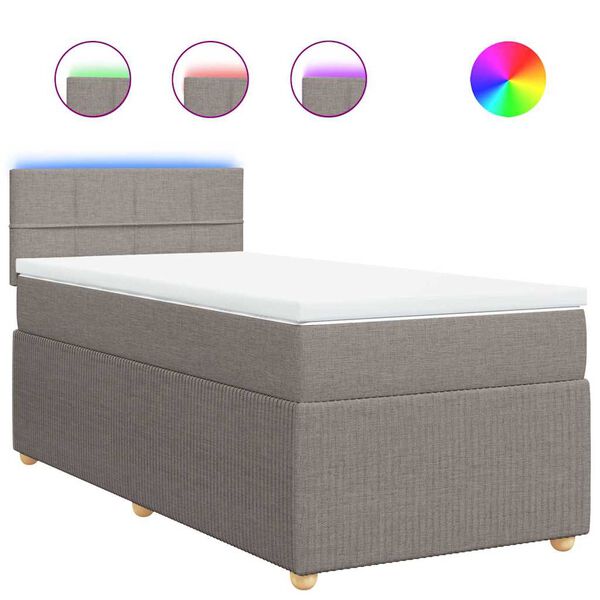 vidaXL Boxspringbett mit Matratze Taupe 100x200 cm Stoff