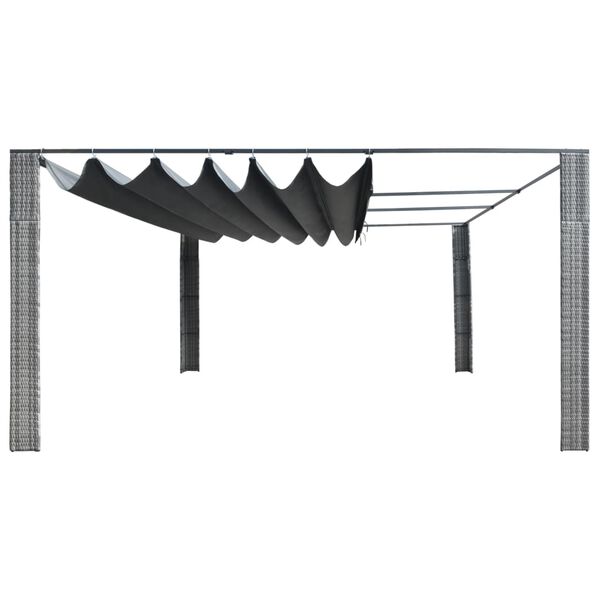 vidaXL Pavillon mit Schiebedach Poly Rattan 400x400x200 cm Grau