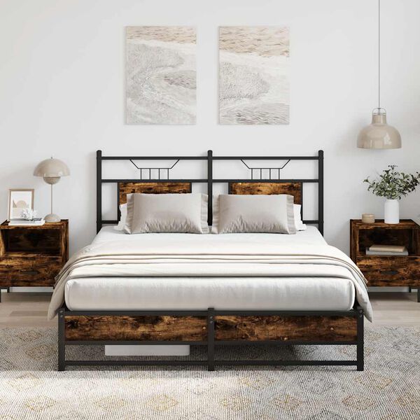 vidaXL Bettgestell ohne Matratze R&auml;uchereiche 150x200 cm Holzwerkstoff