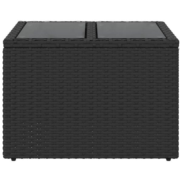 vidaXL Gartentisch mit Glasplatte Schwarz 55 x 55 x 37 cm Poly Rattan